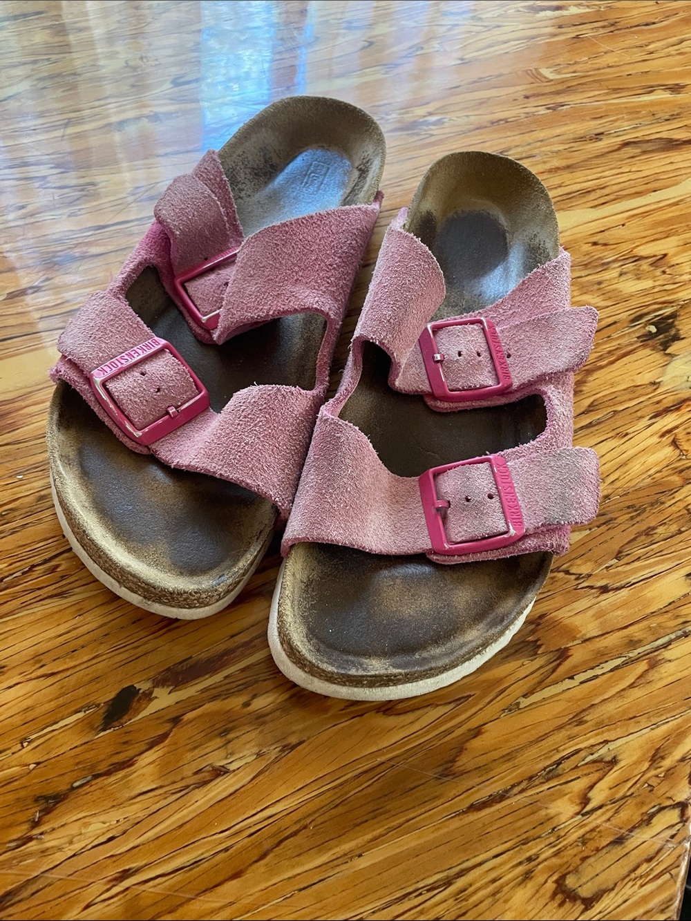 Birkenstock Pink Suede Double-Buckle Sandals size 8.5 / 39